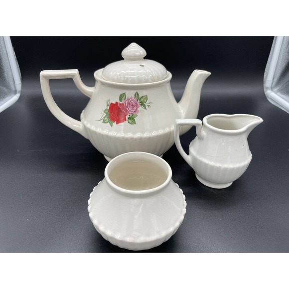 Vintage Northland Tea Pot Floral with Creamer And Sugar Bowl Japan 3 Piece Set - Picture 6 of 14